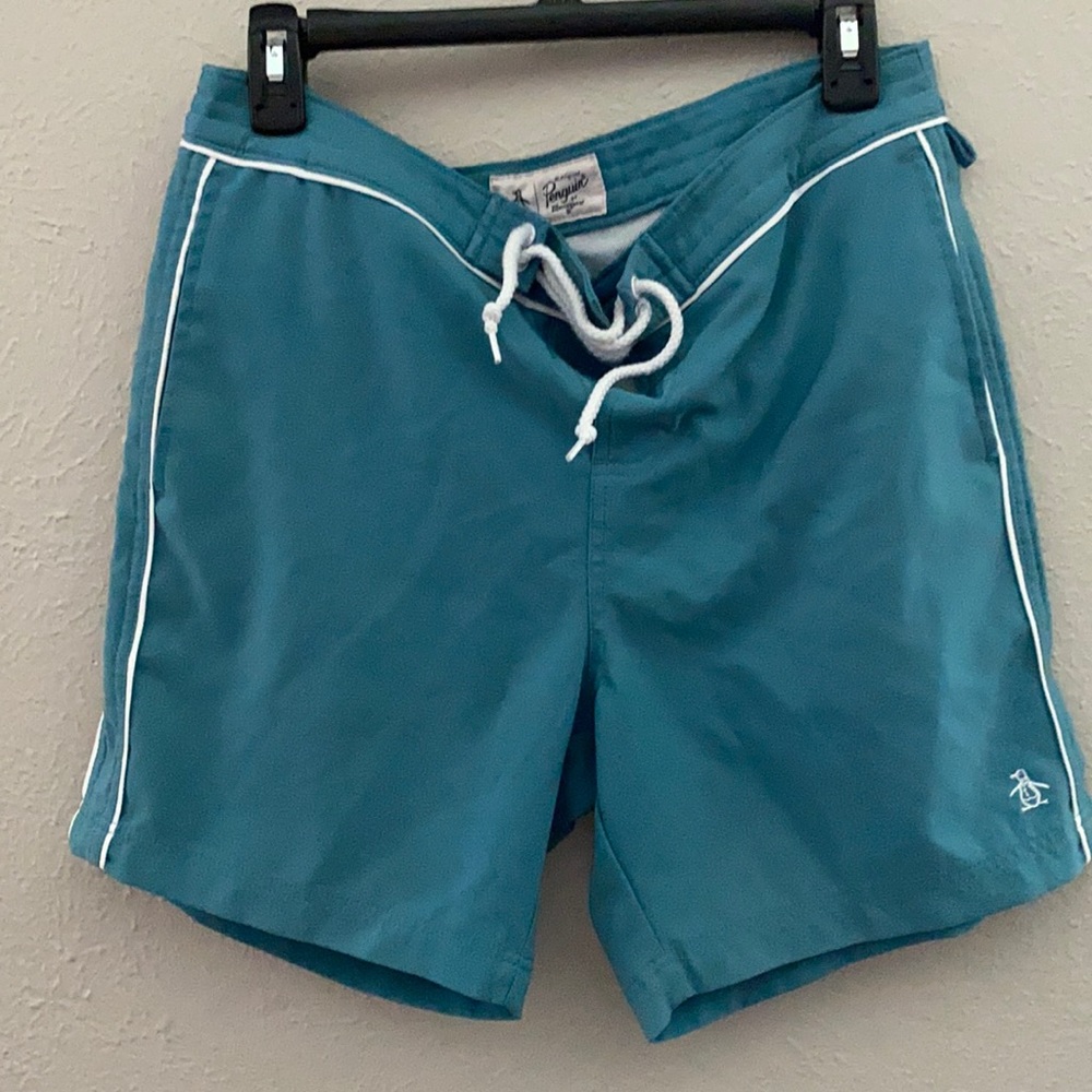 Original penguin swim trunks flat front. Like new